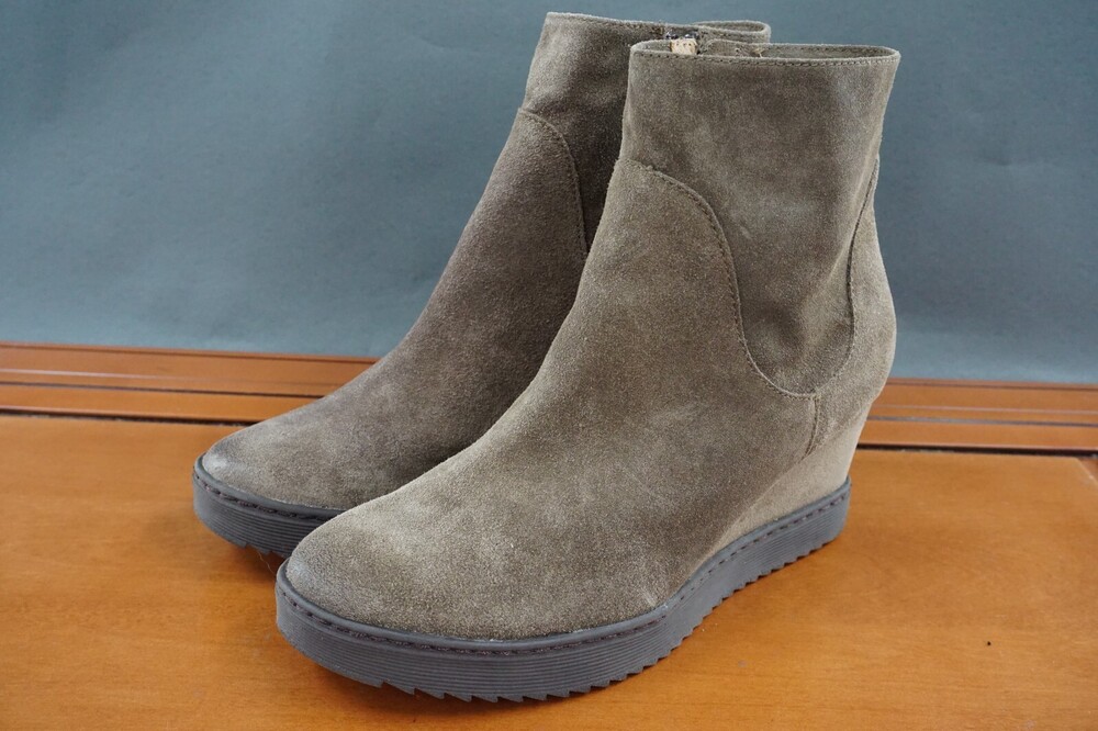 Sofft Shary Women's 9.5 Shoes Brown Suede Pull On Zip Casual Wedge Ankle Bootie